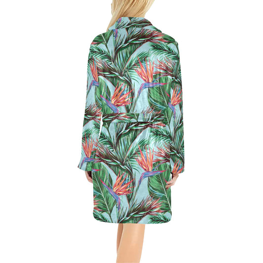 Bird Of Paradise Pattern Print Design BOP01 Women's Fleece Robe