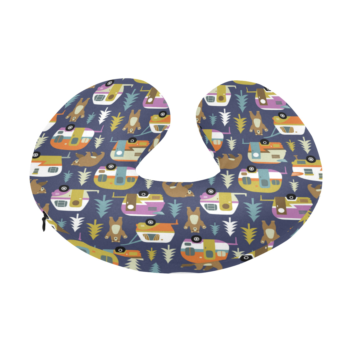 Camper Pattern Print Design 04 U-Shaped Travel Neck Pillow