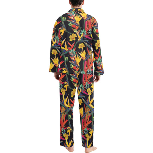 Bird Of Paradise Pattern Print Design BOP016 Men's Long Pajama Set