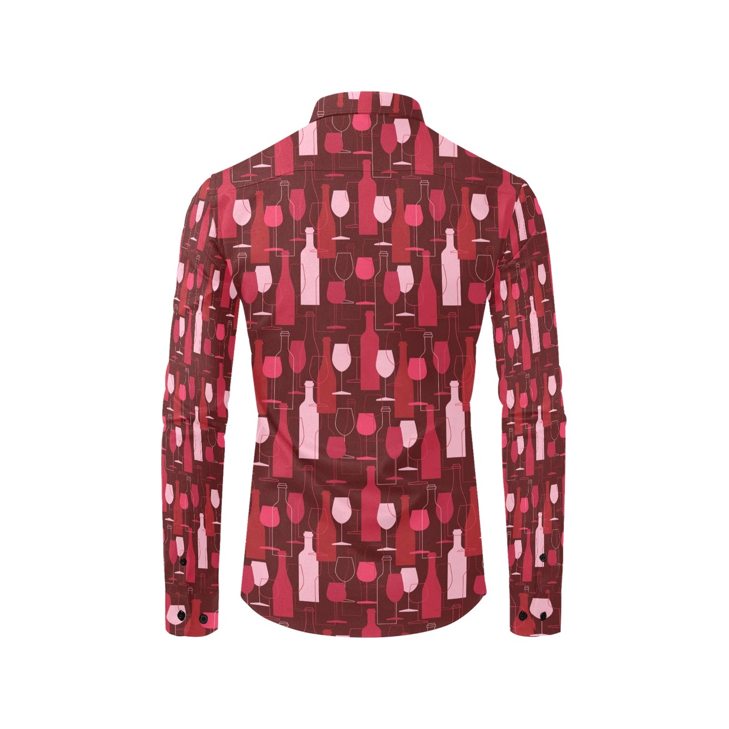 Wine Print Design LKS304 Men's Long Sleeve Dress Shirt