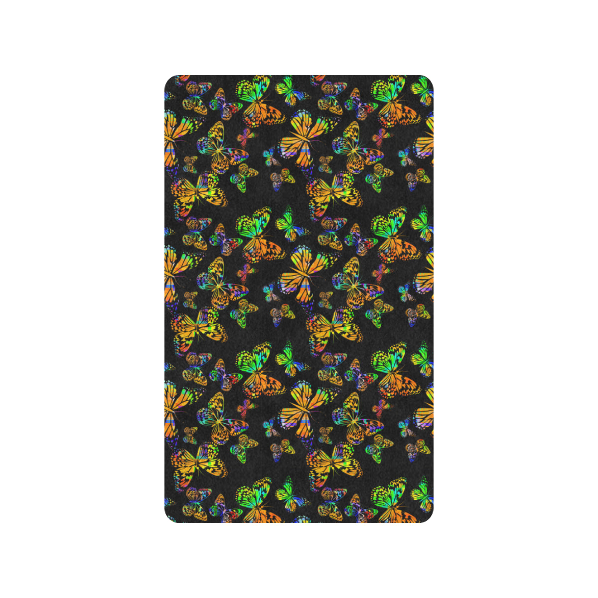 Butterfly Neon Color Print Pattern Rubber Doormat