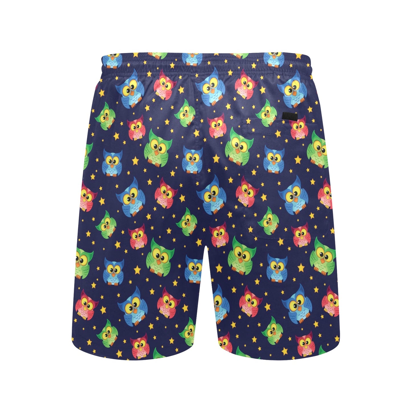 Owl with Star Themed Design Print Men's Swim Trunks Beach Shorts