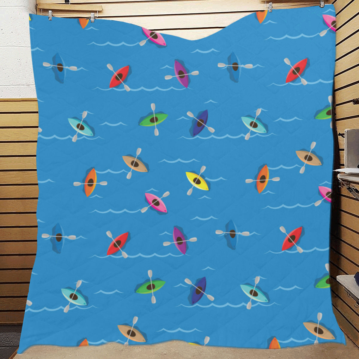 Kayak Pattern Print Design 03 Premium Quilt