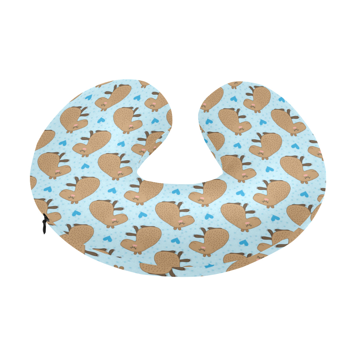 Capybara Pattern Print Design 01 U-Shaped Travel Neck Pillow