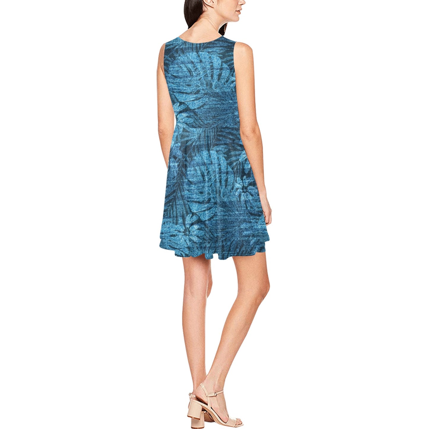 Jean Tropical Pattern Print Design 04 Sleeveless Dress