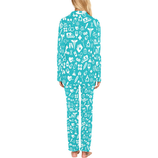 Medical Pattern Print Design 04 Women's Long Pajama Set