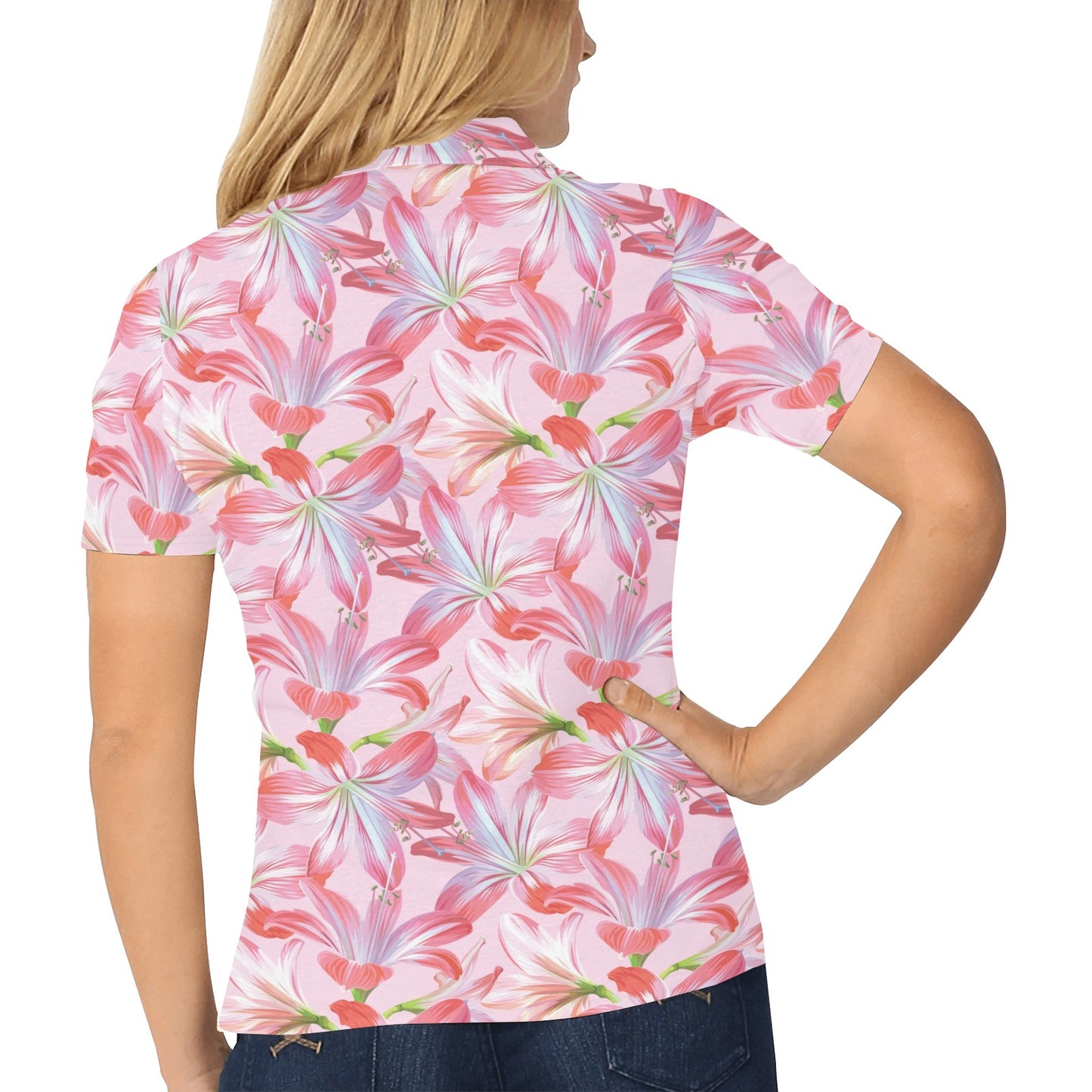 Amaryllis Pattern Print Design 02 Women's Polo Shirt