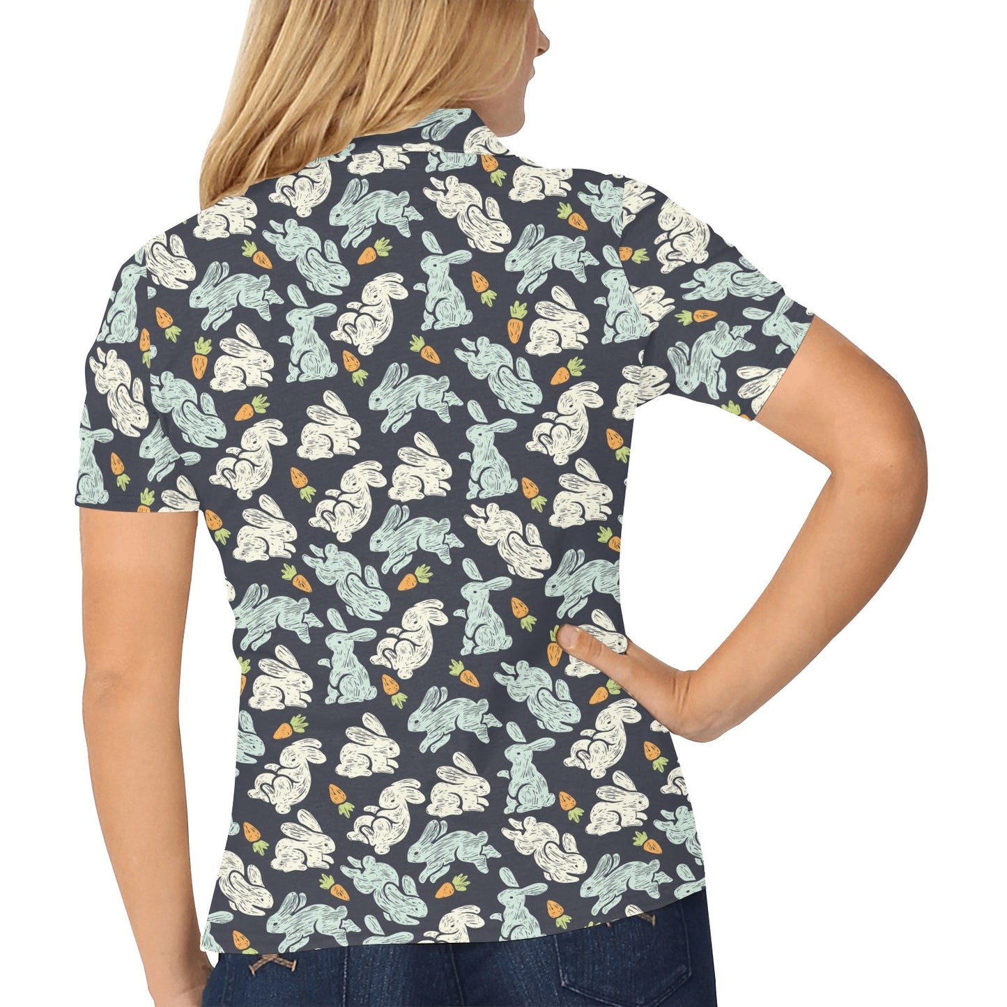 Bunny Pattern Print Design 04 Women's Polo Shirt