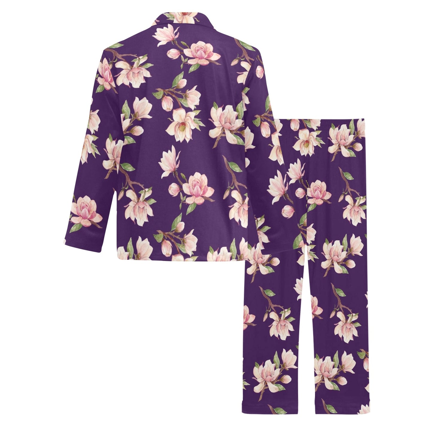 Magnolia Pattern Print Design MAG02 Men's Long Pajama Set