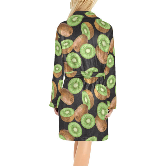 Kiwi Pattern Print Design KW03 Women's Fleece Robe