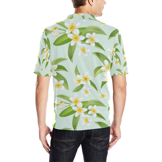 Yellow Plumeria Pattern Print Design PM024 Men Polo Shirt
