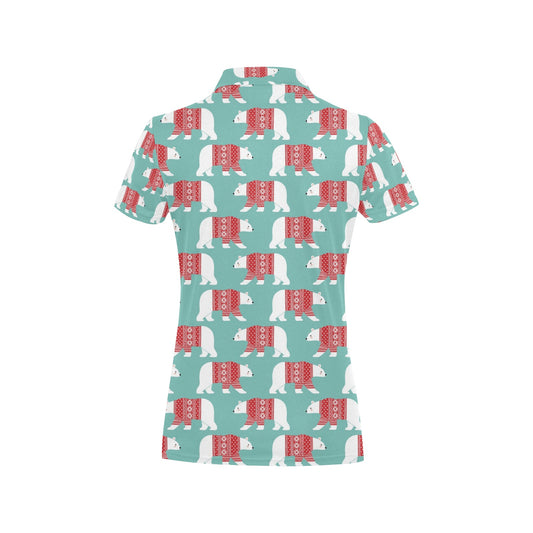 Polar Bear Pattern Print Design A04 Women's Polo Shirt