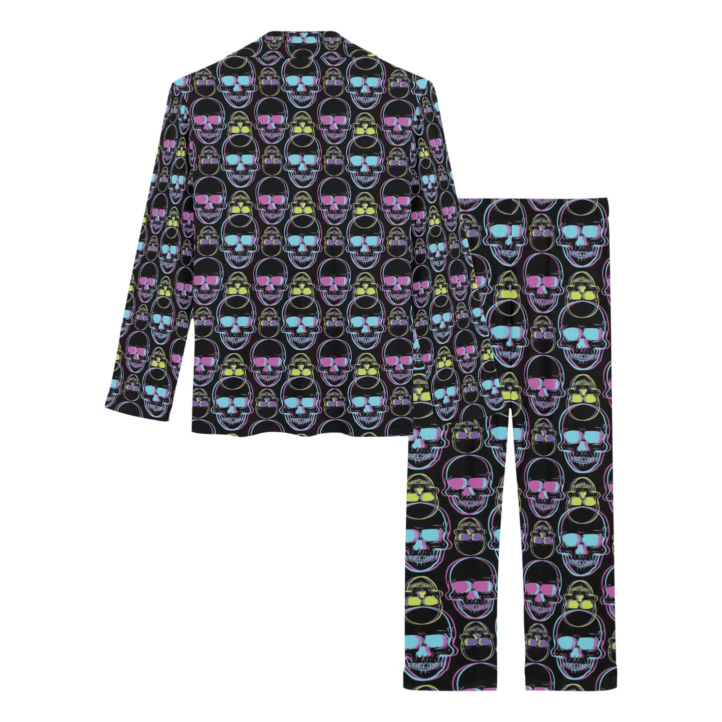 Skull 3D Colorful Print Design LKS309 Women's Long Pajama Set