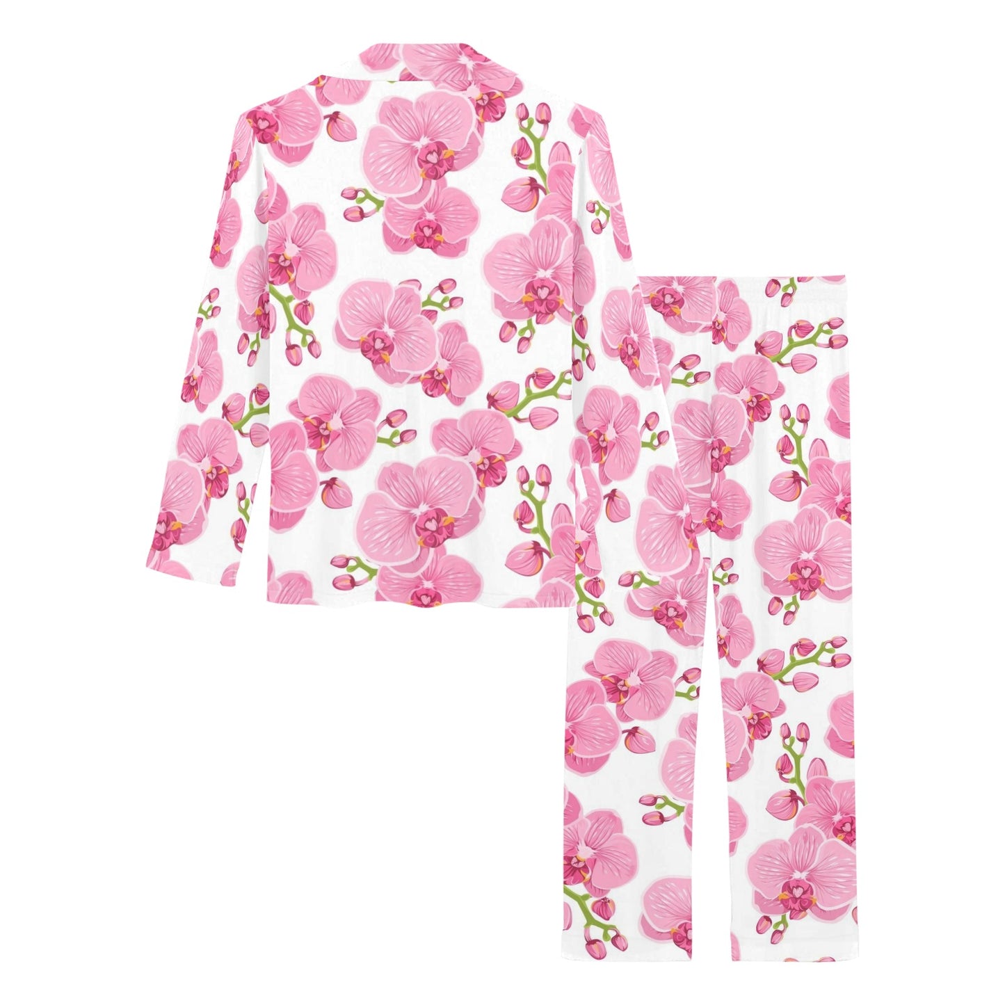 Orchid Pink Pattern Print Design OR07 Women's Long Pajama Set