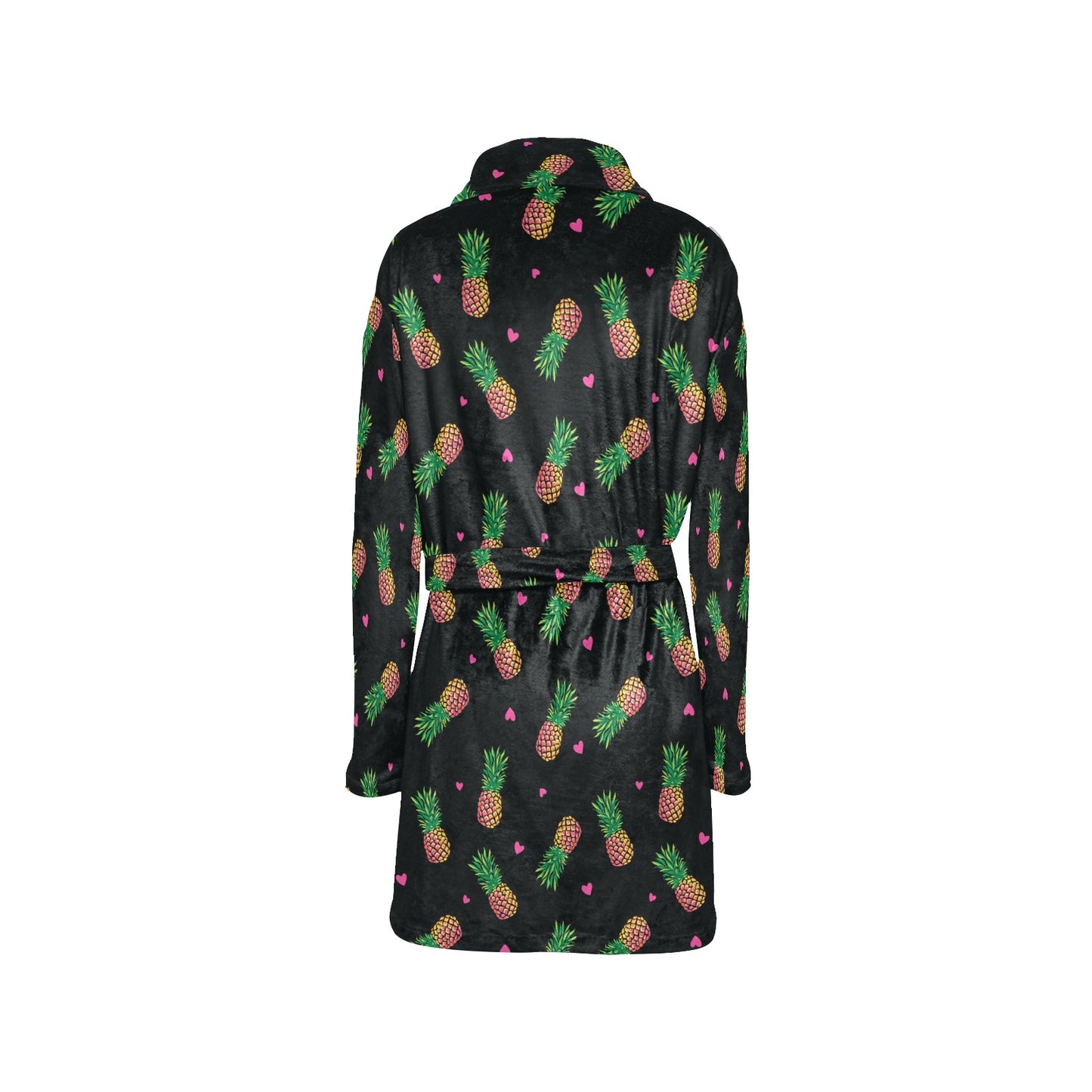 Neon Pineapple Pattern Print Design A04 Women's Fleece Robe