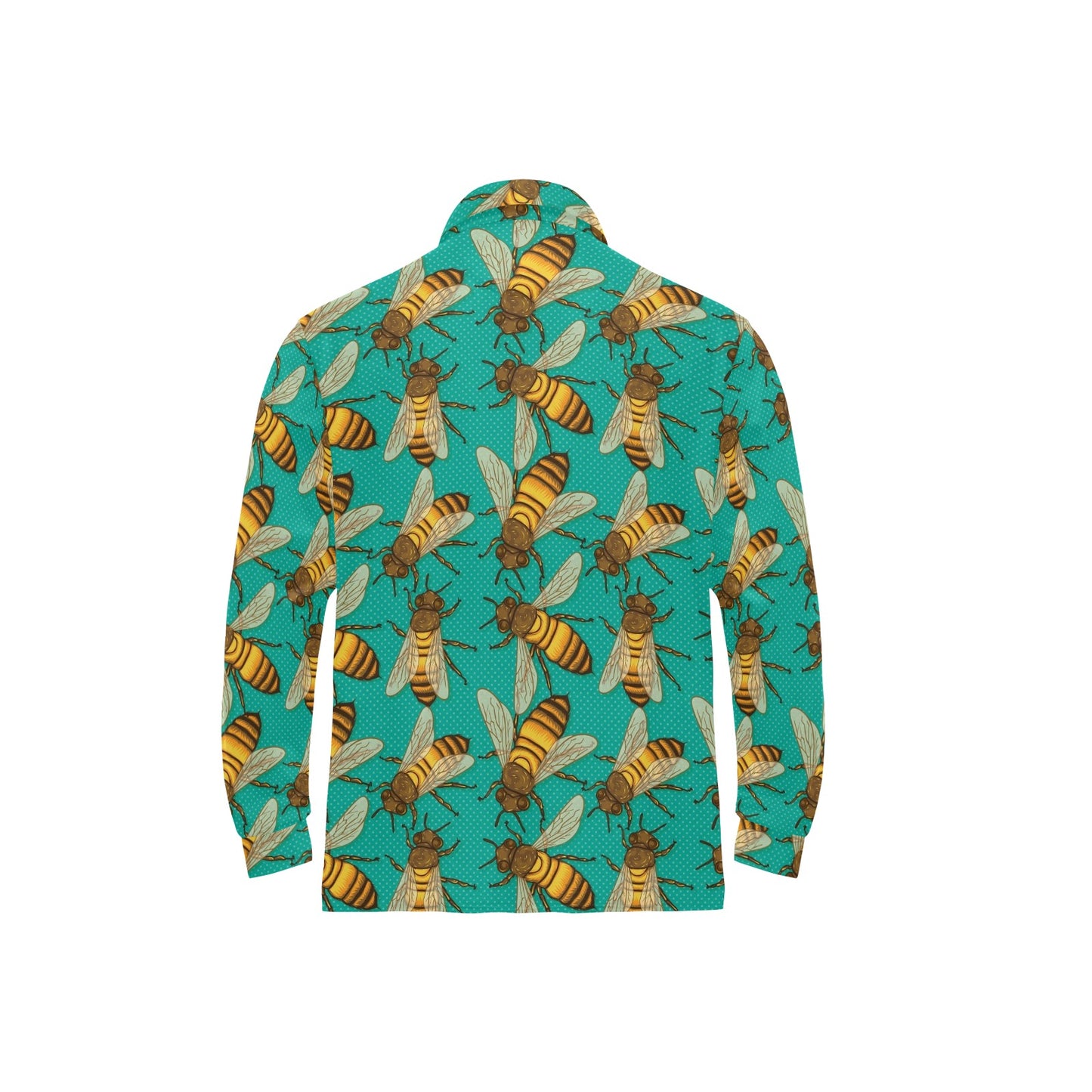 Bee Pattern Print Design BEE04 Long Sleeve Polo Shirt For Men's