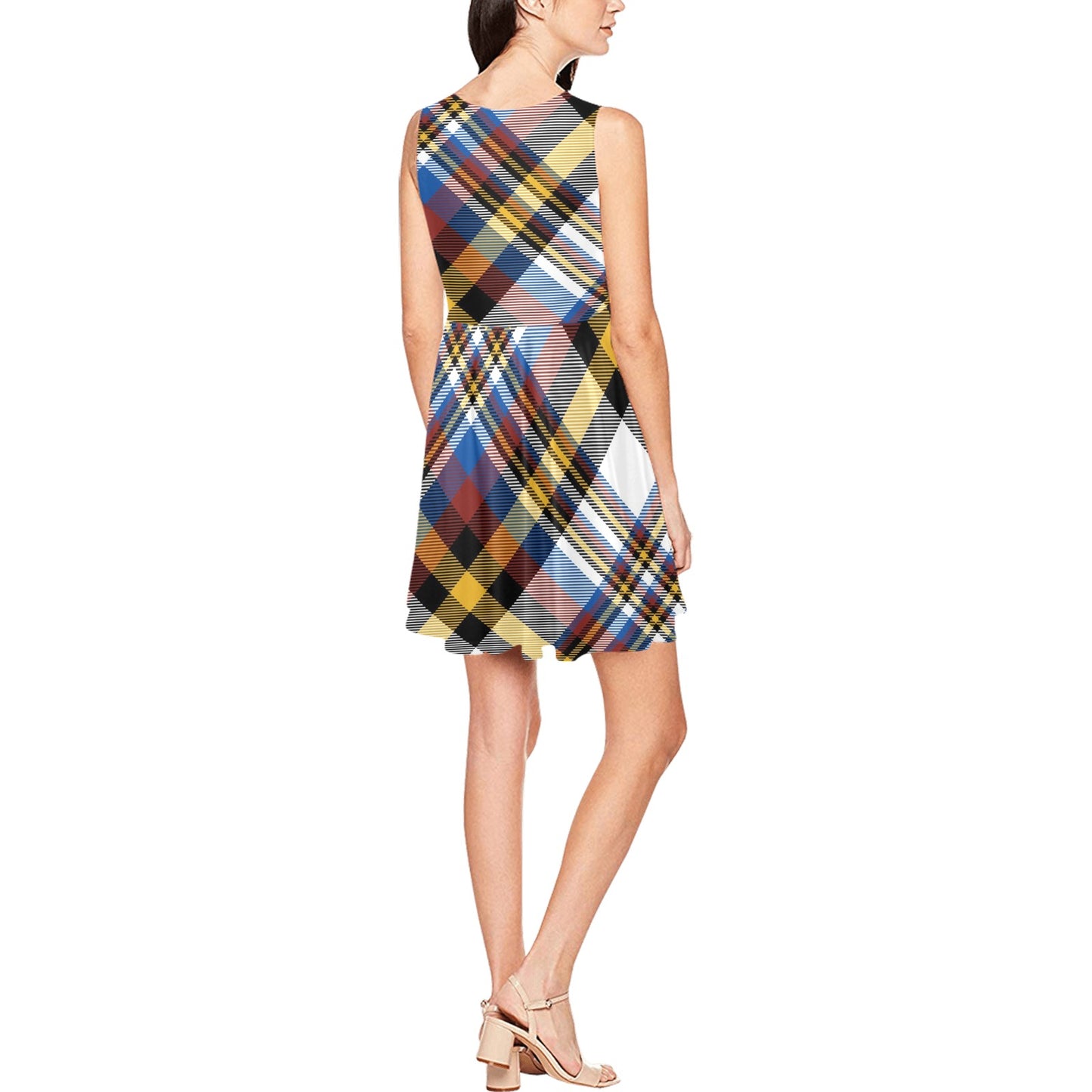 Madras Pattern Print Design 01 Sleeveless Dress