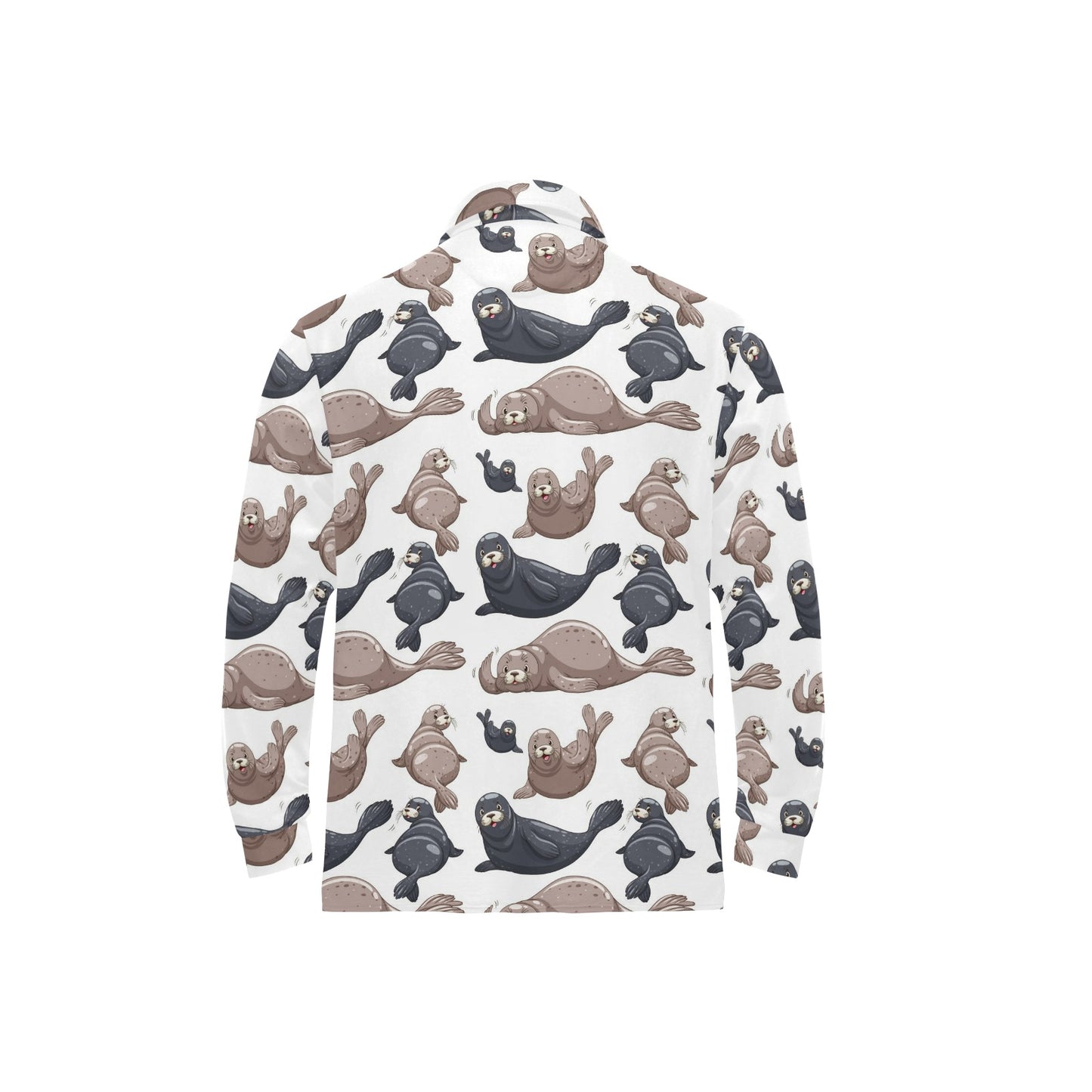 Sea Lion Pattern Print Design 02 Long Sleeve Polo Shirt For Men's