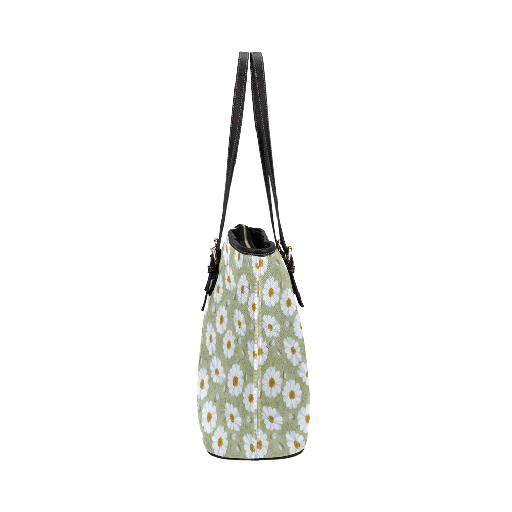 Daisy Yellow Print Pattern Leather Tote Bag