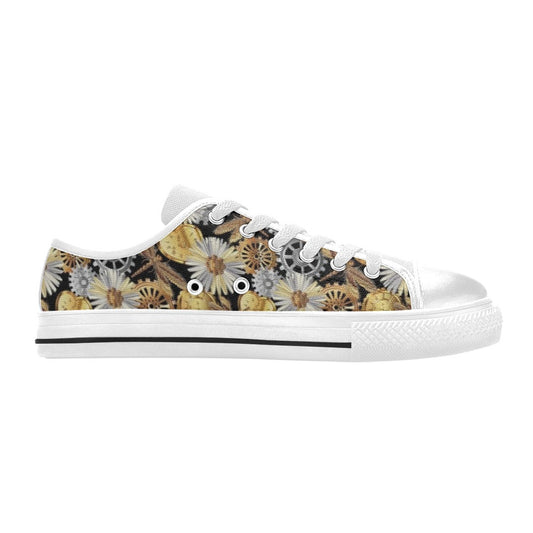 Steampunk Dragonfly Print Design LKS302 Women's White Low Top Shoes