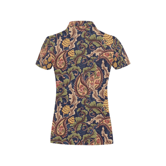 Floral Vintage Classic Print Women's Polo Shirt