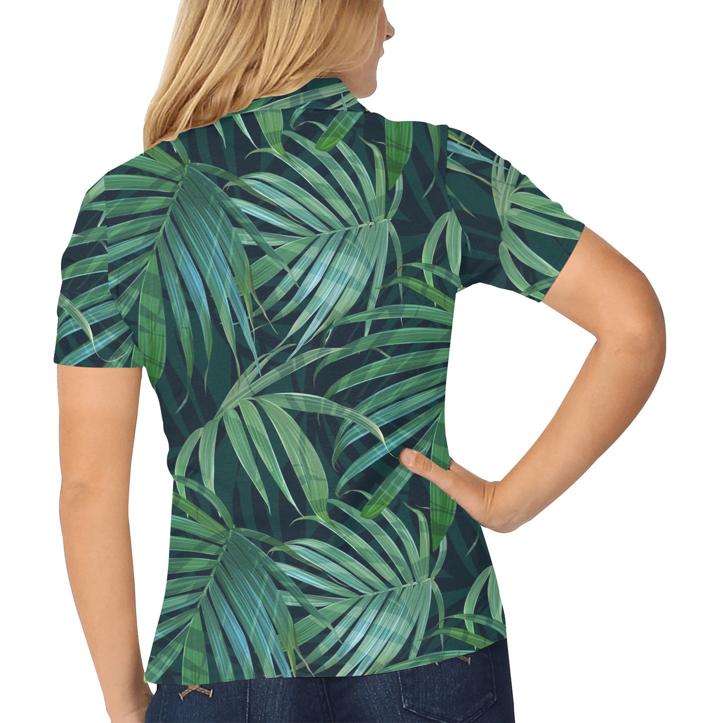 Tropical Flower Pattern Print Design TF011 Women's Polo Shirt