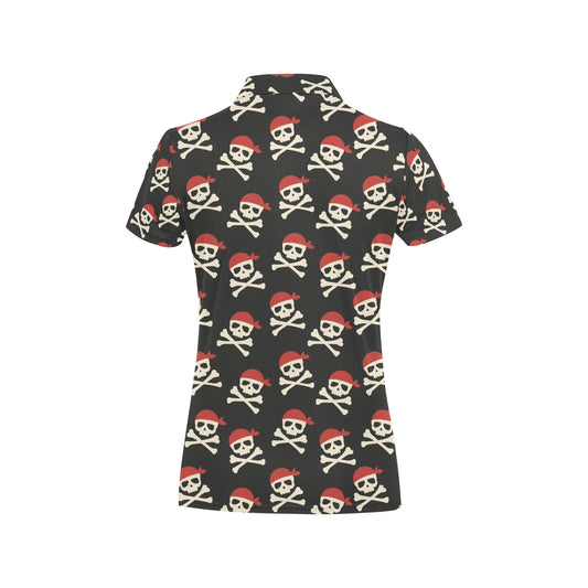 Pirate Pattern Print Design A04 Women's Polo Shirt
