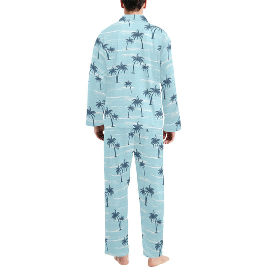 Palm Tree Pattern Print Design PT04 Men's Long Pajama Set