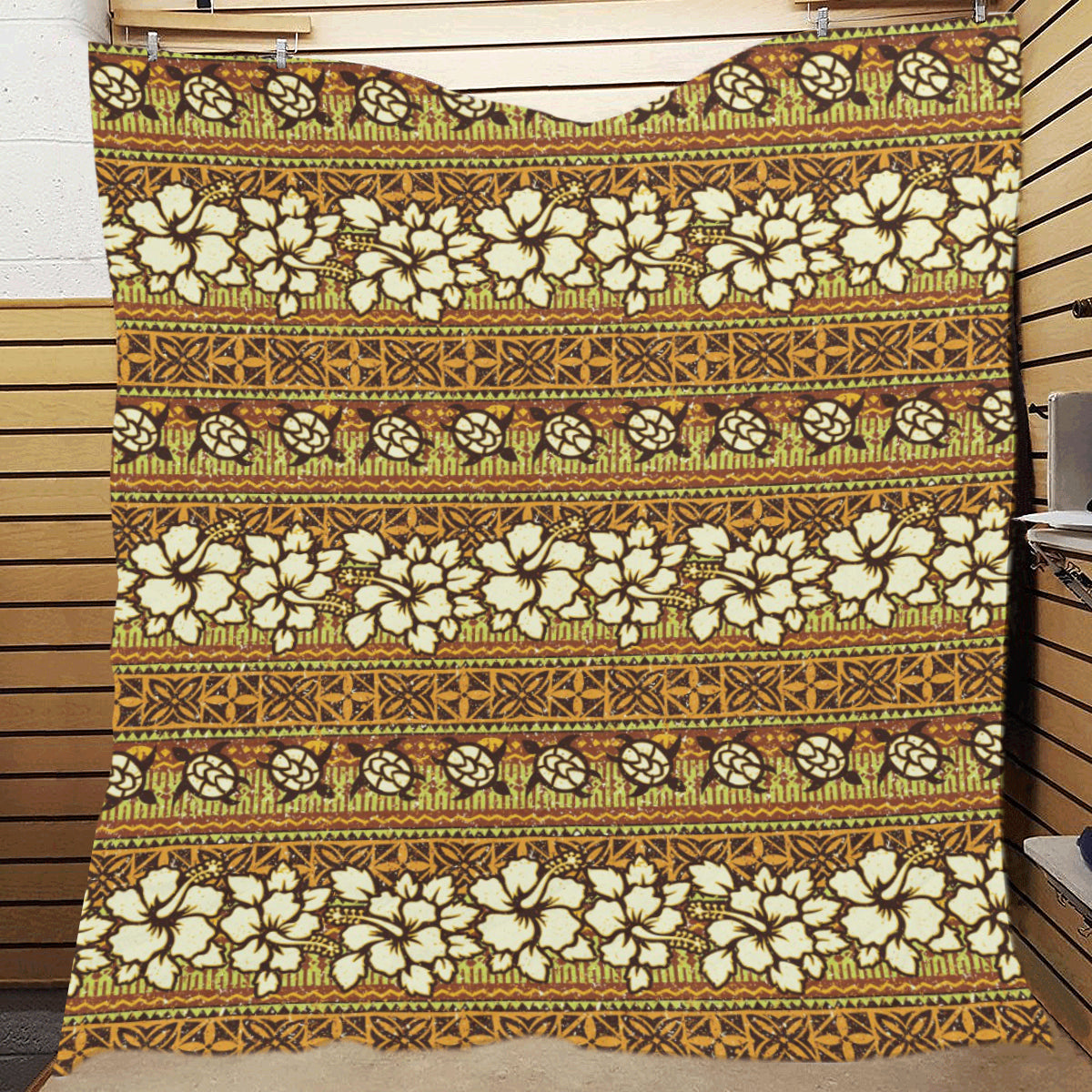 Hawaiian Themed Pattern Print Design H015 Premium Quilt
