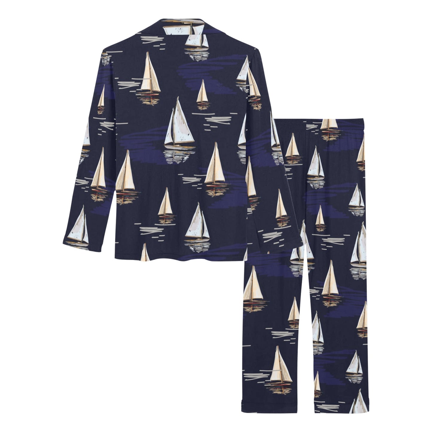 Sailing Ships Pattern Print Design A05 Women's Long Pajama Set