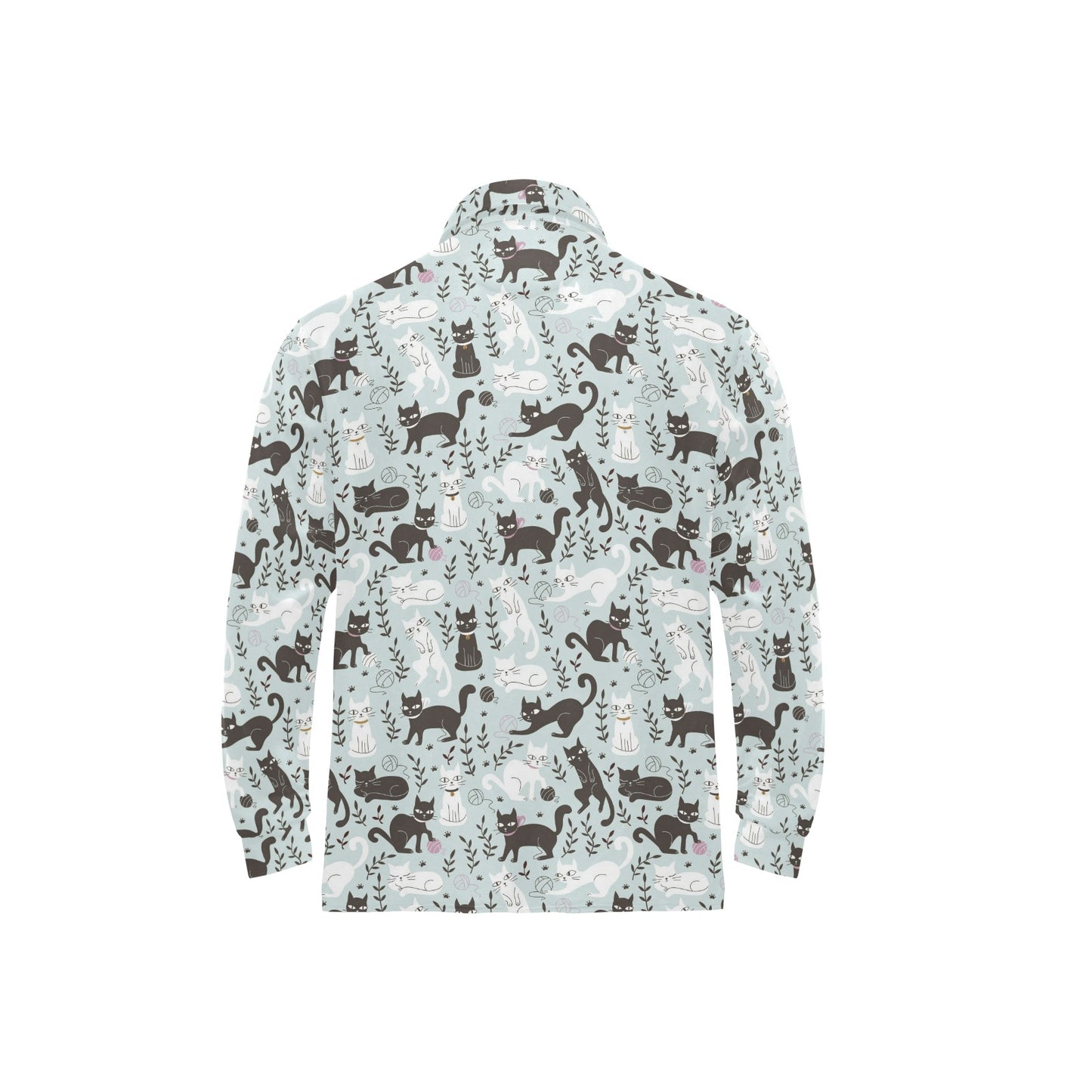 Cat Pattern Print Design 08 Long Sleeve Polo Shirt For Men's