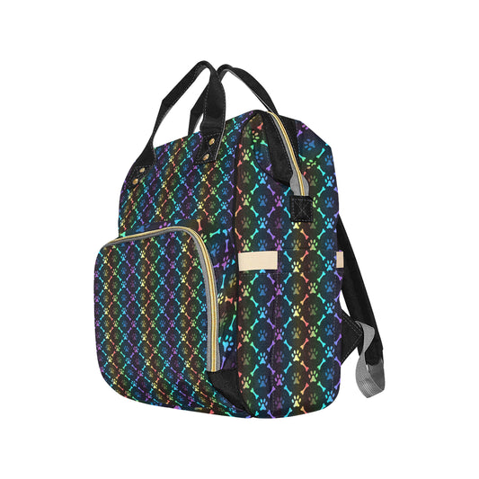 Paw Rainbow Print Diaper Bag Backpack