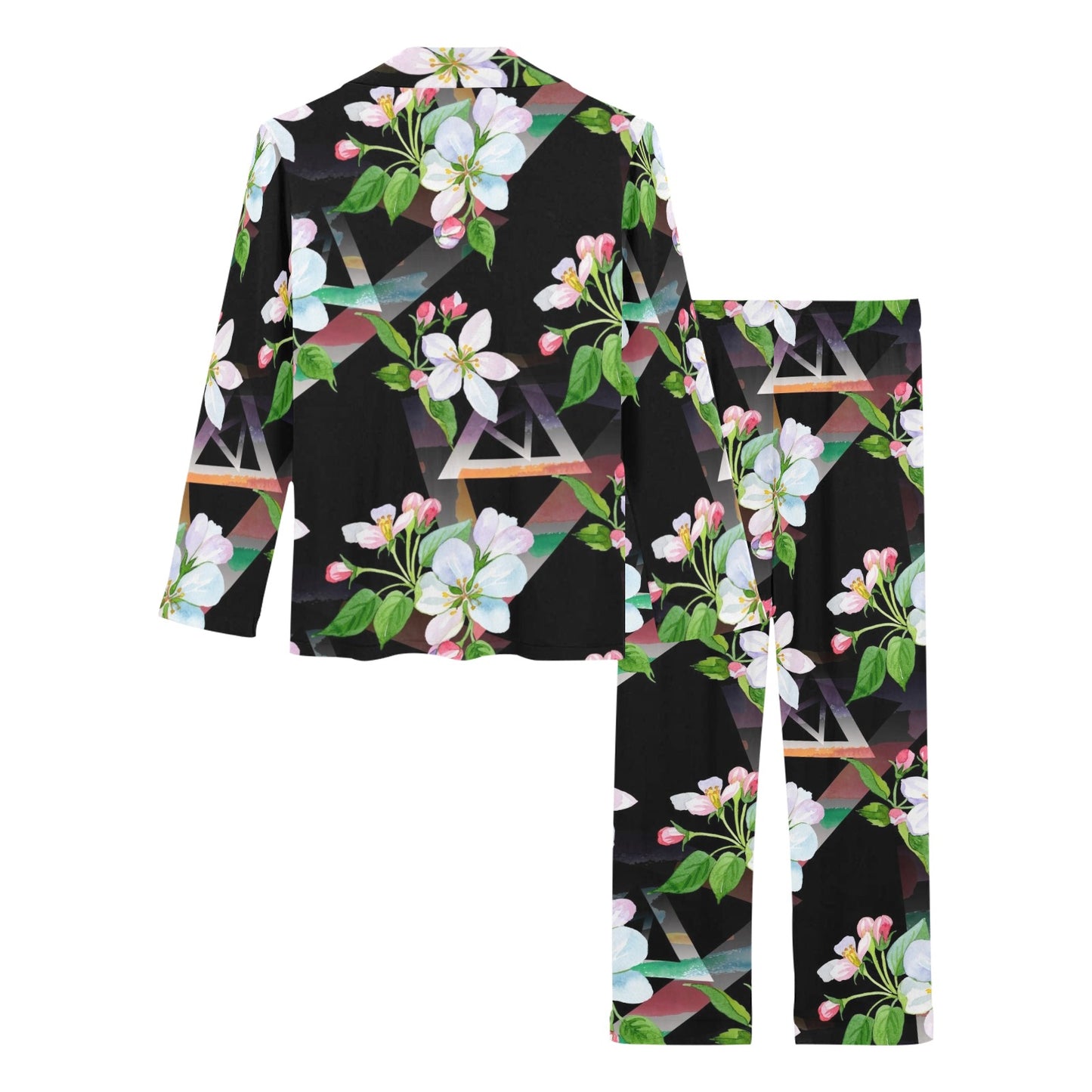 Apple blossom Pattern Print Design AB07 Women's Long Pajama Set