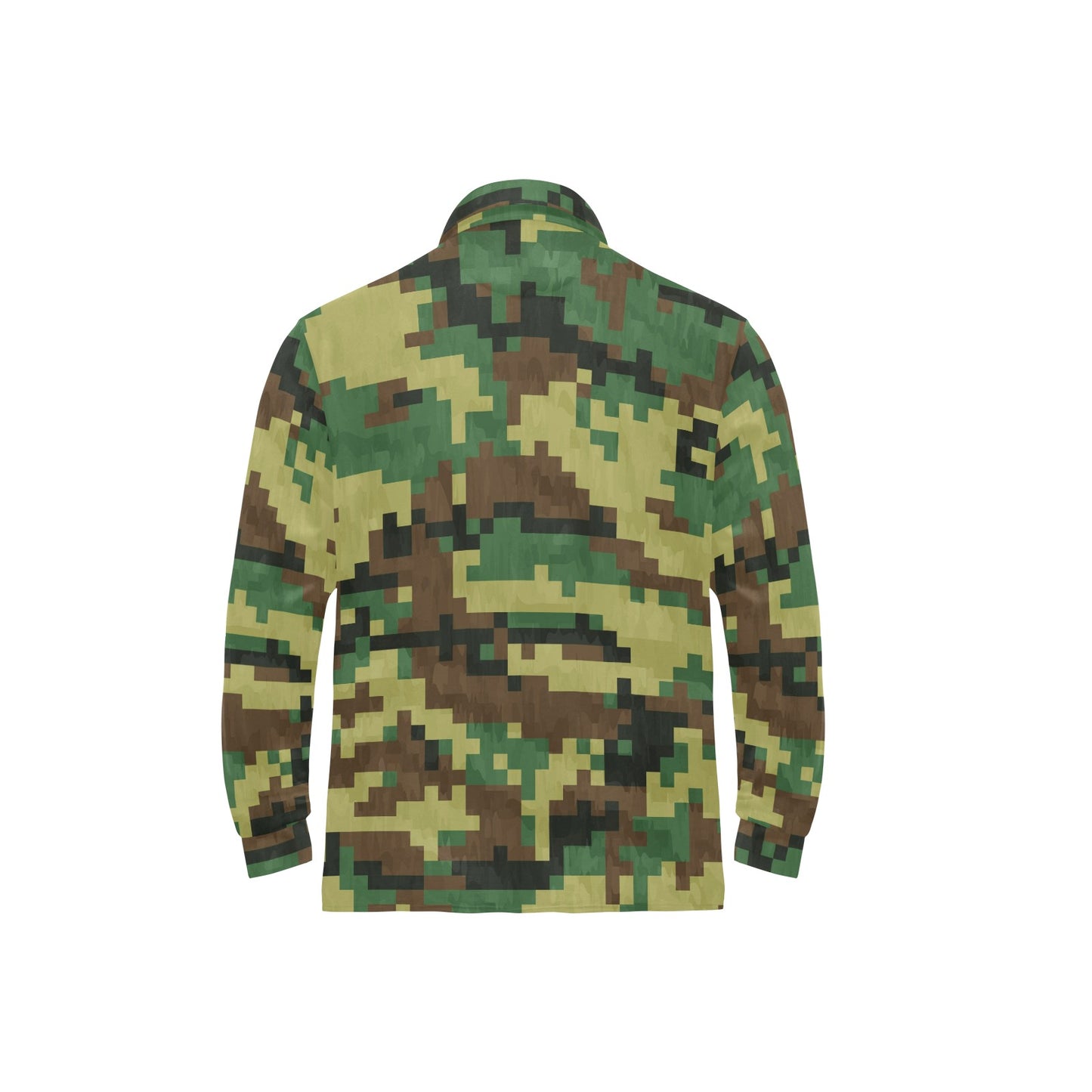 ACU Army Digital Pattern Print Design 02 Long Sleeve Polo Shirt For Men's