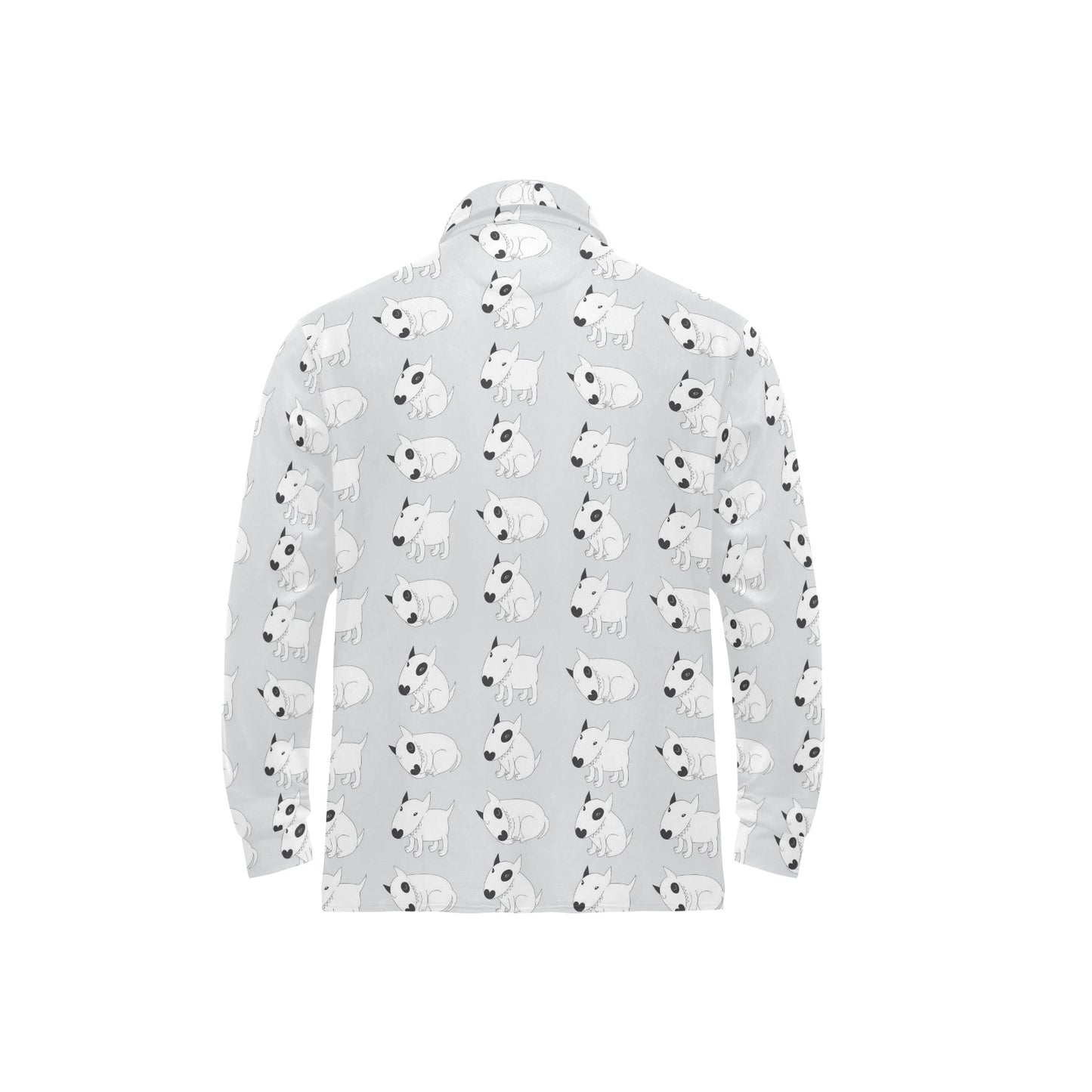 Bull Terrier hand draw Print Pattern Long Sleeve Polo Shirt For Men's
