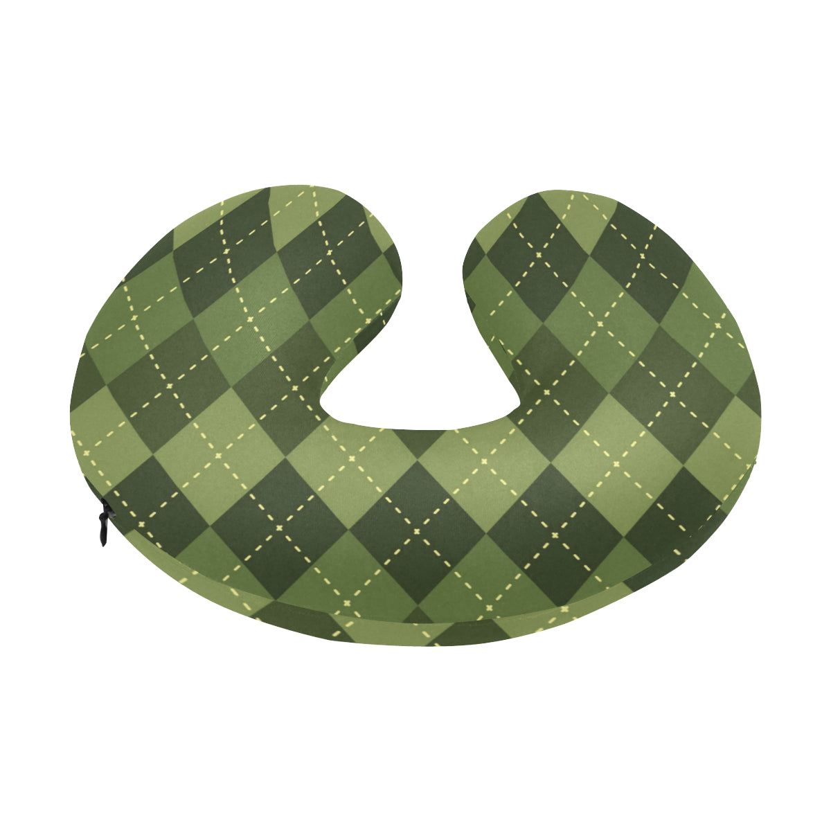Argyle Green Pattern Print Design 01 U-Shaped Travel Neck Pillow