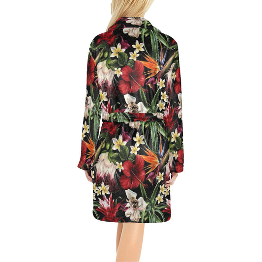 Summer Floral Pattern Print Design SF03 Women's Fleece Robe
