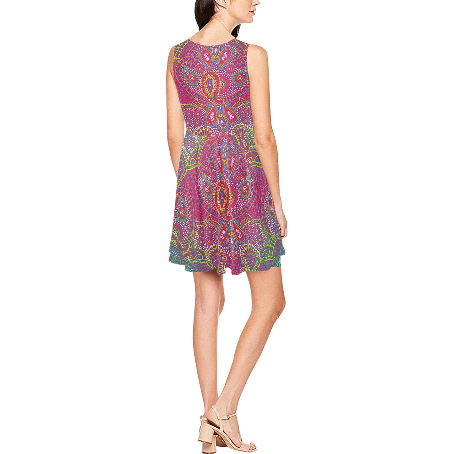 Boho Pattern Print Design 02 Sleeveless Dress