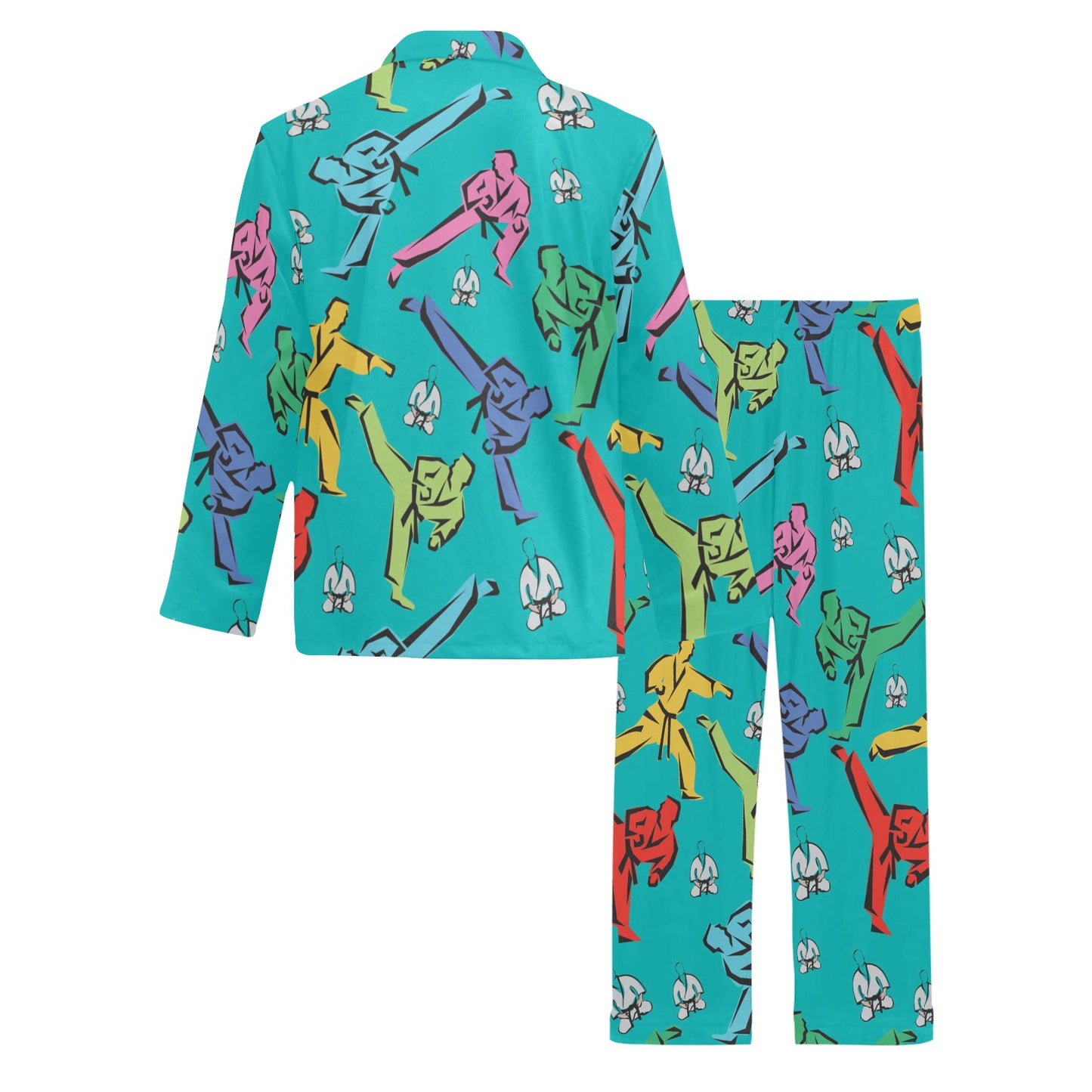 Judo Pattern Print Design 01 Men's Long Pajama Set