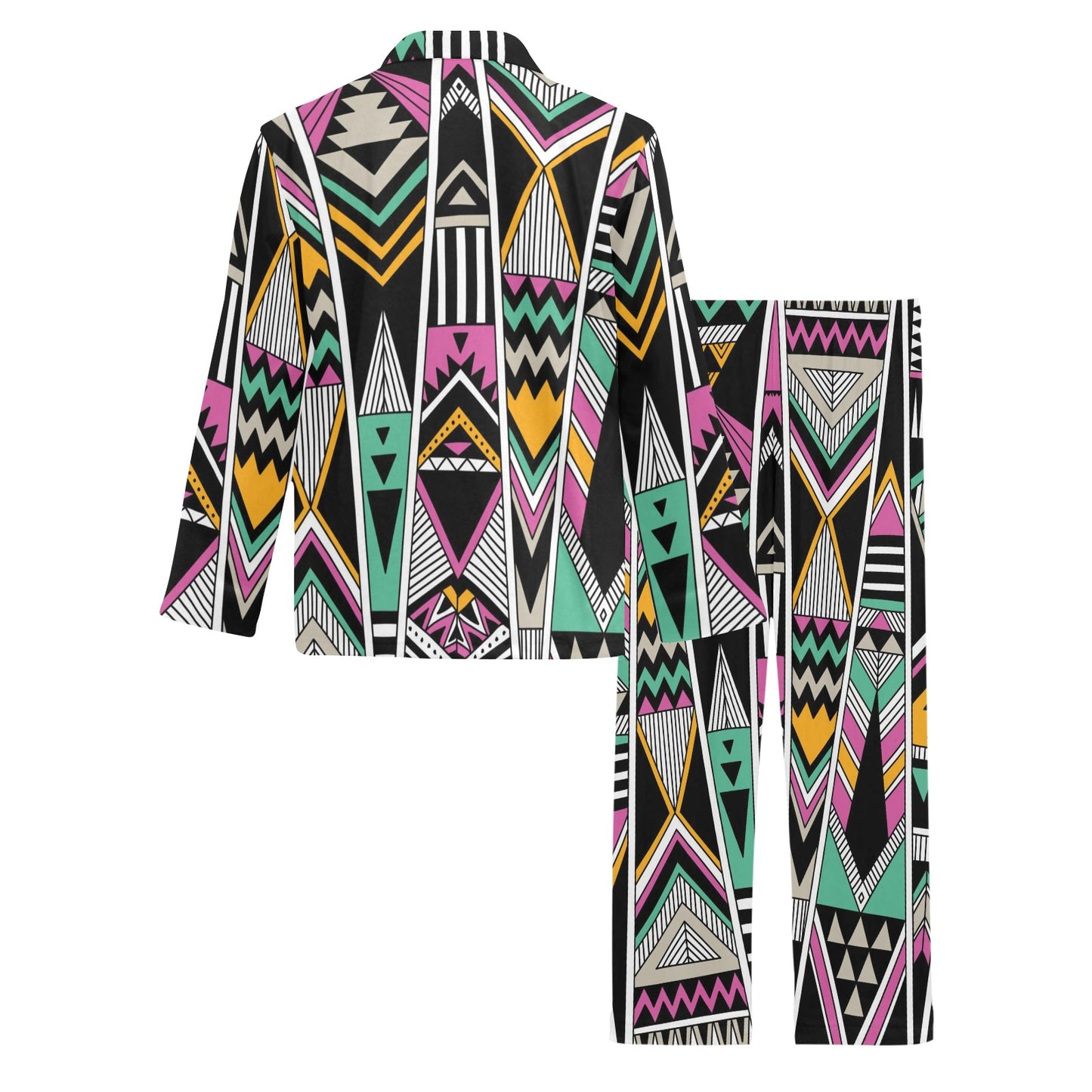 Tribal Aztec Triangle Men's Long Pajama Set