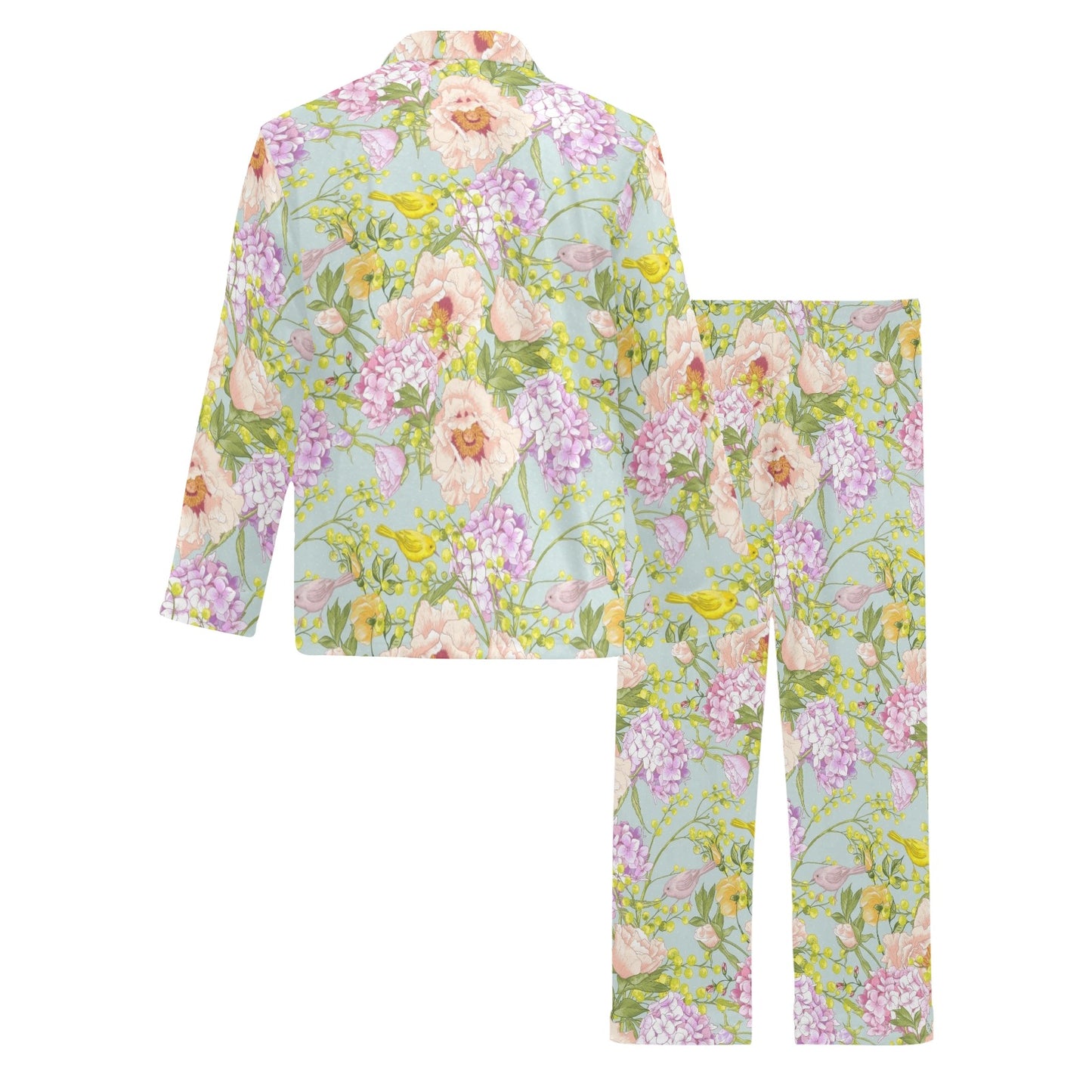 Hydrangea Pattern Print Design HD02 Men's Long Pajama Set
