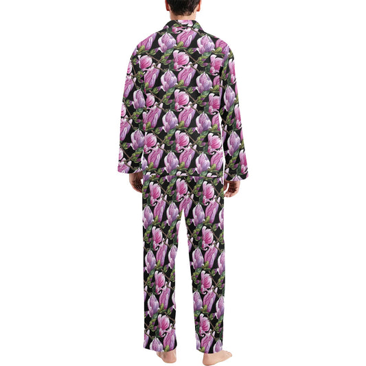 Magnolia Pattern Print Design MAG011 Men's Long Pajama Set