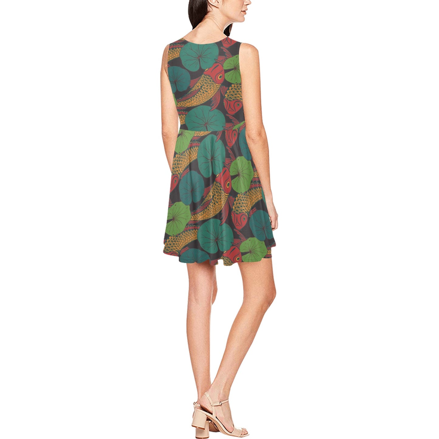 KOI Fish Pattern Print Design 01 Sleeveless Dress