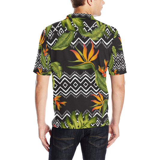 Bird Of Paradise Pattern Print Design BOP07 Men Polo Shirt