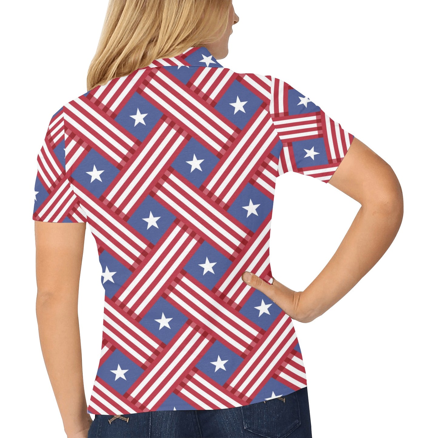 American flag Pattern Women's Polo Shirt