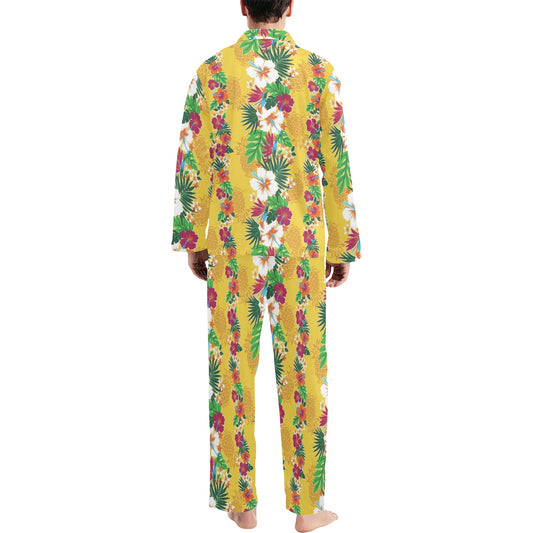 Hawaiian Themed Pattern Print Design H09 Men's Long Pajama Set