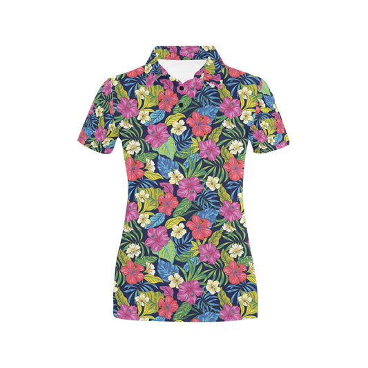 Hibiscus Print Design LKS3010 Women's Polo Shirt