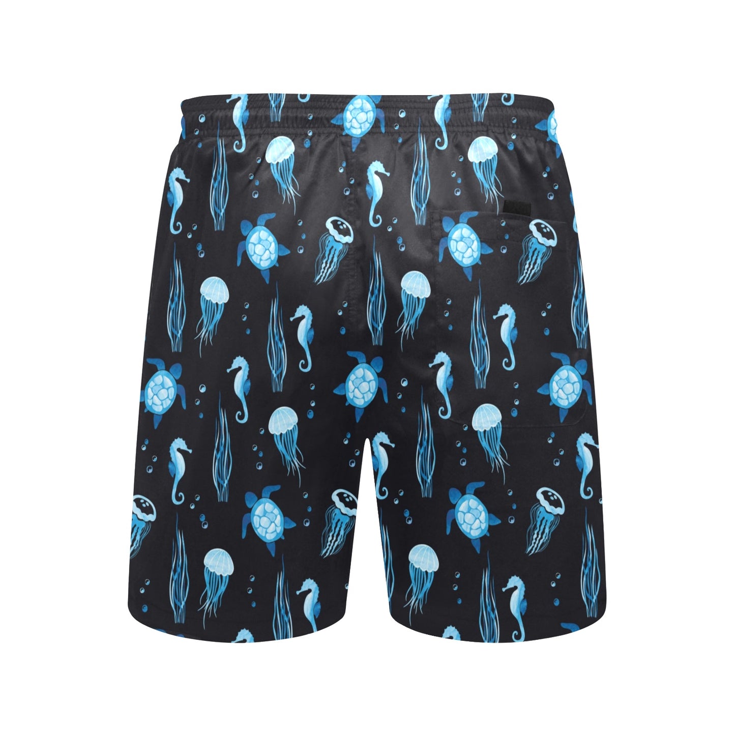Sea Turtle Jelly Fish Sea Horse Print Design LKS3014 Men's Swim Trunks Beach Shorts