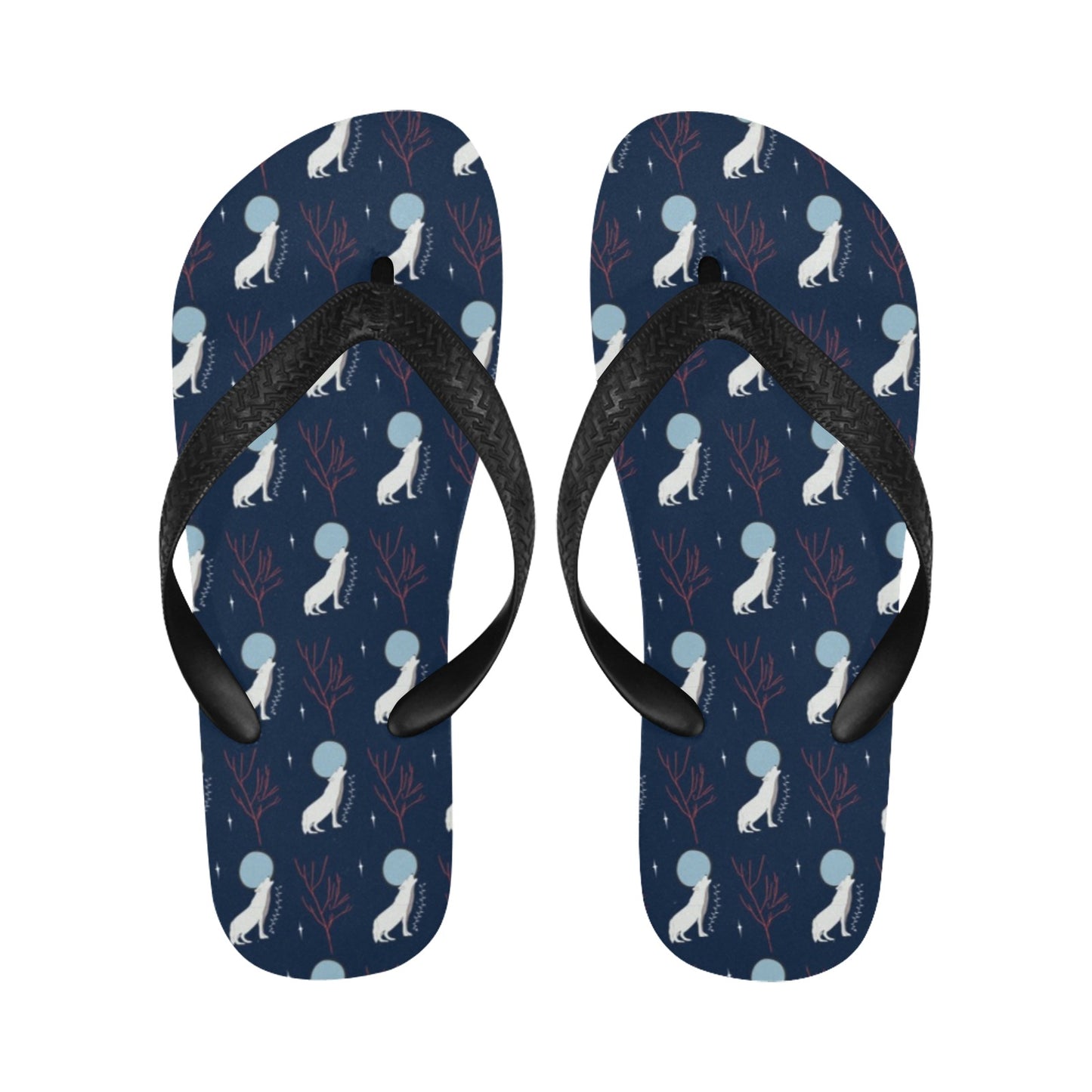 Wolf Moon Print Design LKS304 Flip Flops