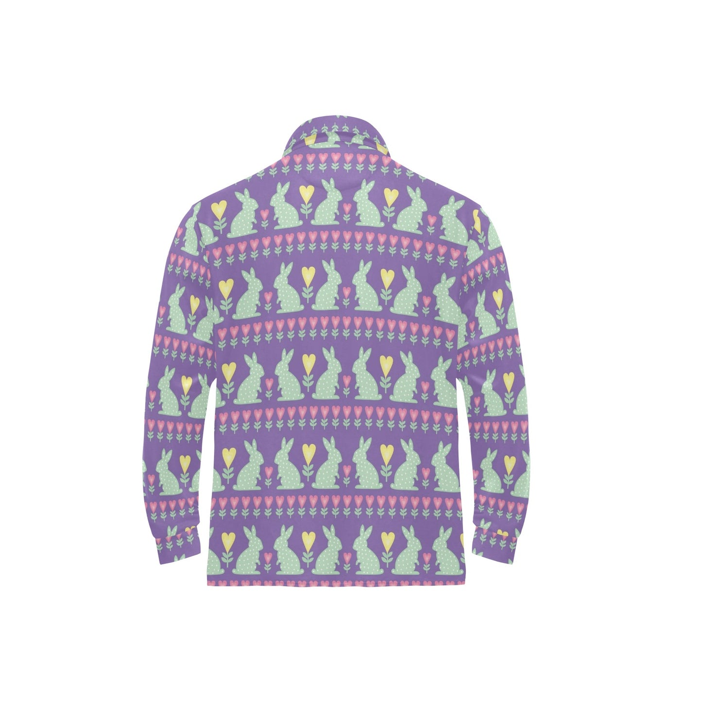 Rabbit Pattern Print Design RB01 Long Sleeve Polo Shirt For Men's